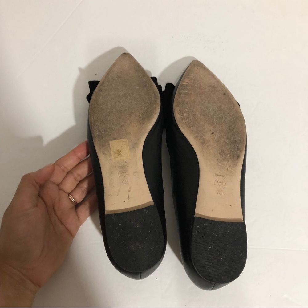 ❌SOLD❌Tory Burch Rosalind Black Leather Bow Flats - Picture 4 of 8